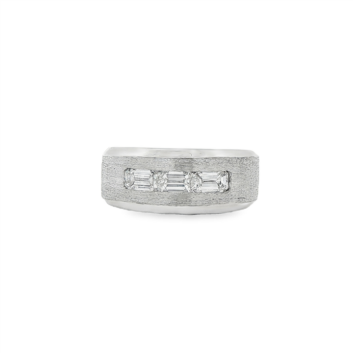 Estate 14K White Gold Men’s Band | 3 Emerald-Cut Natural Diamonds (~0.96 CTW)