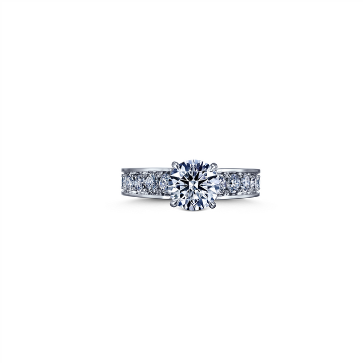 18K White Gold Diamond Channel Semi-Mount Engagement Ring 0.94ctw.