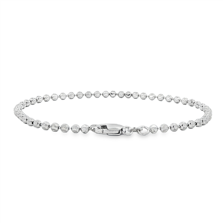 14K White Gold D/C Mezza Luna Chain Bracelet – 2.5mm, 7", 3.8g