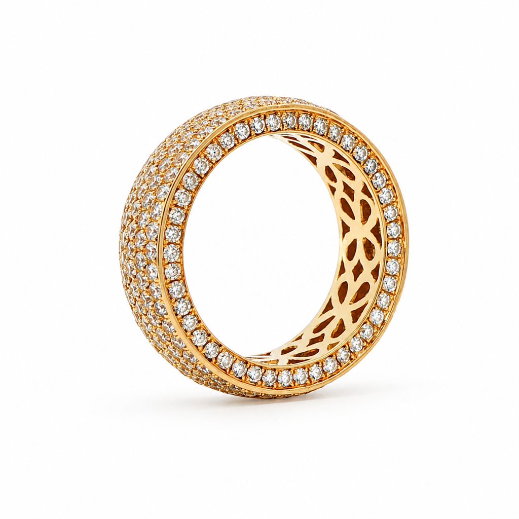 Estate 14K Yellow Gold Three-Sided Natural Diamond Men's Band – 5.25 CTW, Size 11