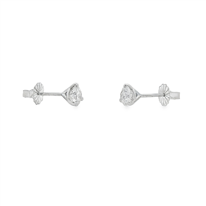 14K White Gold Natural Diamond Stud Earrings – 1.02ctw, GIA Certified, 0.9g