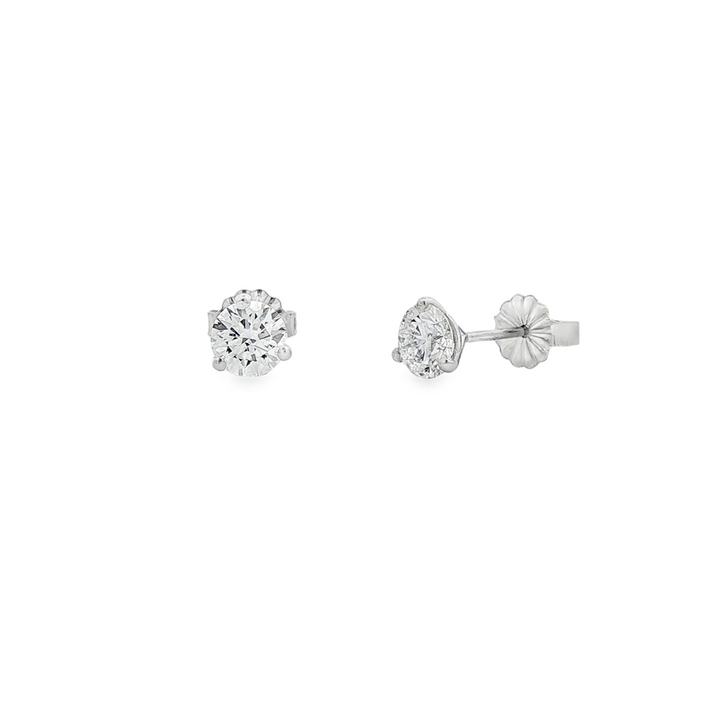 14K White Gold Natural Diamond Stud Earrings – 1.02ctw, GIA Certified, 0.9g