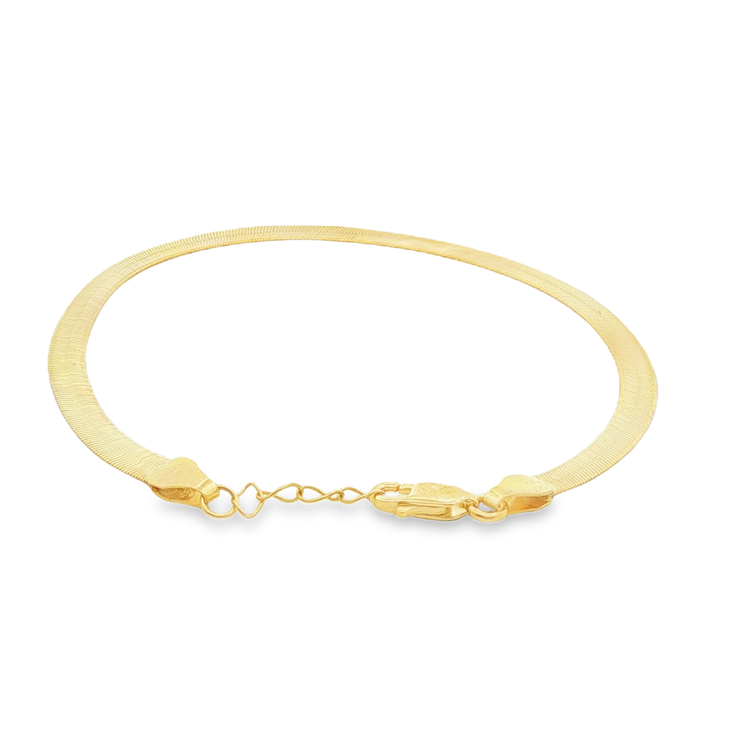 14K Yellow Gold Herringbone Bracelet – 4mm, 7–7.75", 2.9g