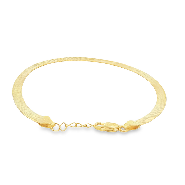 14K Yellow Gold Herringbone Bracelet – 4mm, 7–7.75", 2.9g
