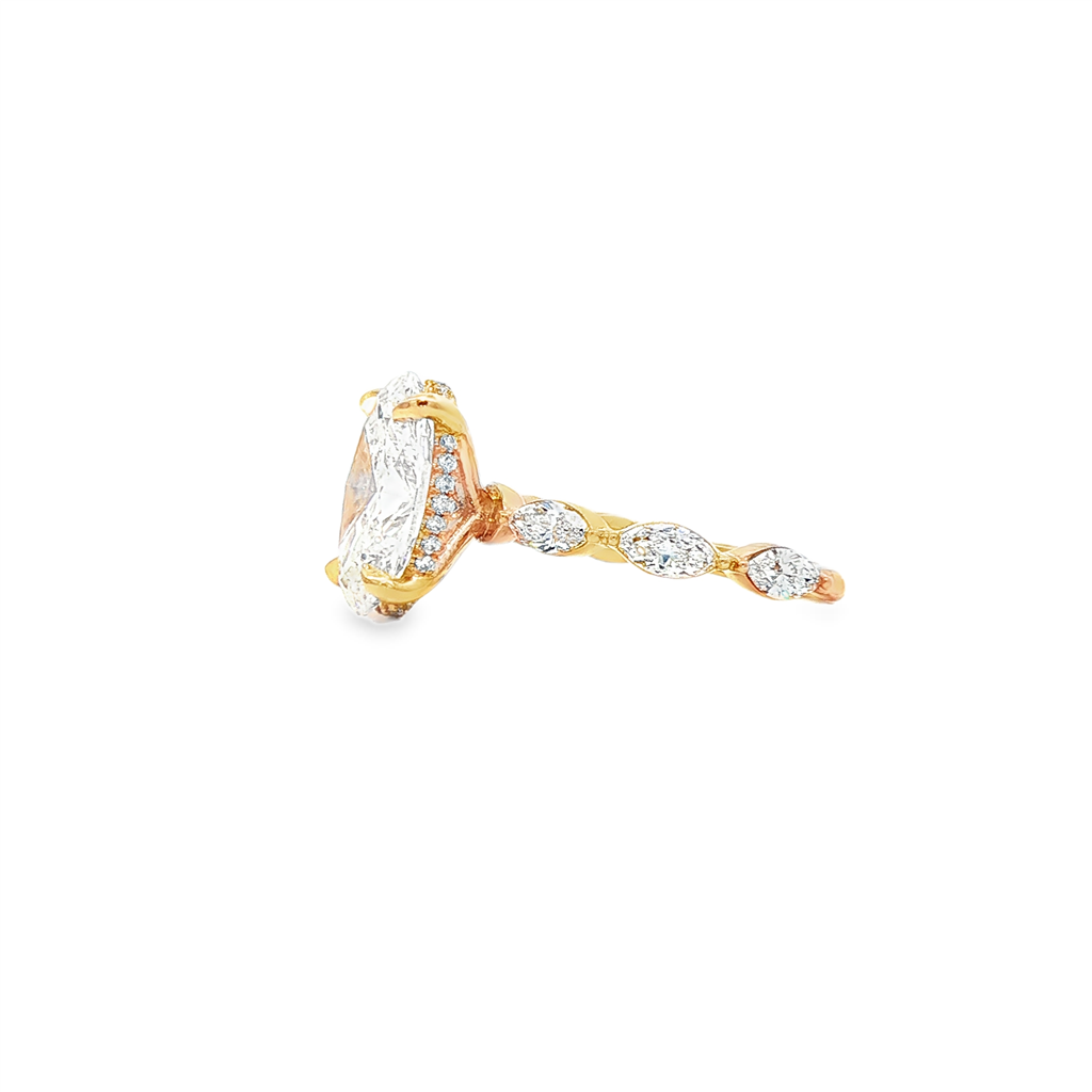 14K Yellow Gold Marquise Shank Lab Grown Diamond Semi-Mount Engagement Ring – 0.81ctw