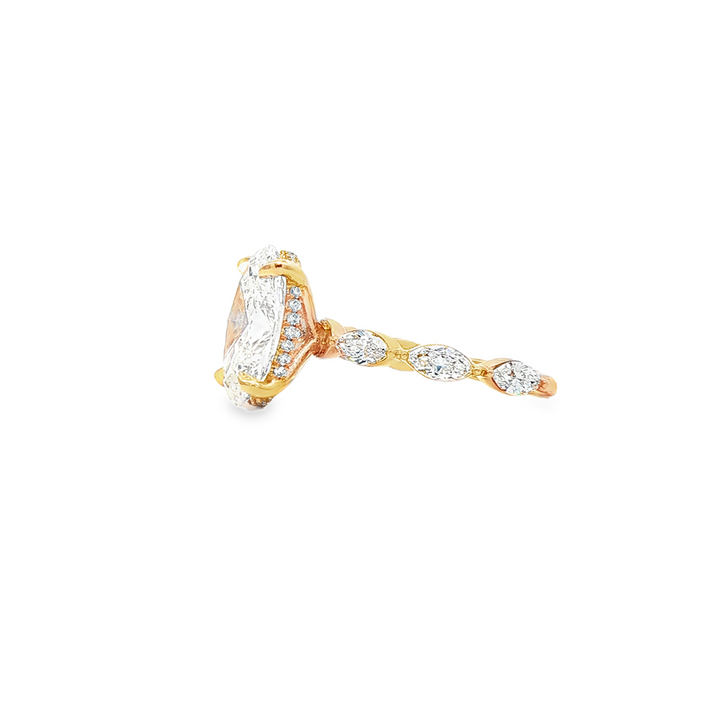 14K Yellow Gold Marquise Shank Lab Grown Diamond Semi-Mount Engagement Ring – 0.81ctw
