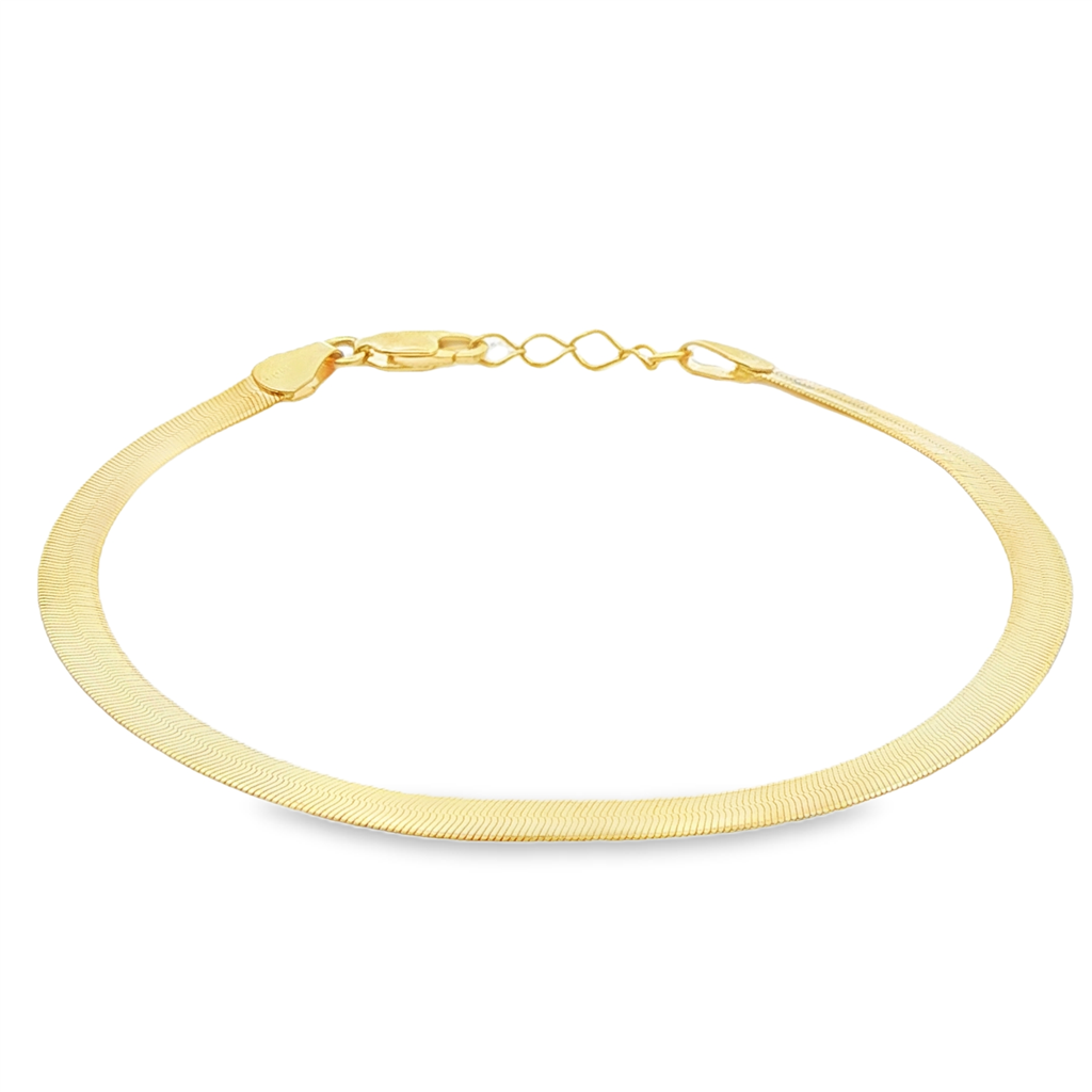 14K Yellow Gold Herringbone Bracelet – 4mm, 7–7.75", 2.9g