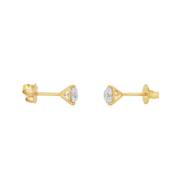 14K Yellow Gold Lab Diamond Martini Stud Earrings – 1.05ctw