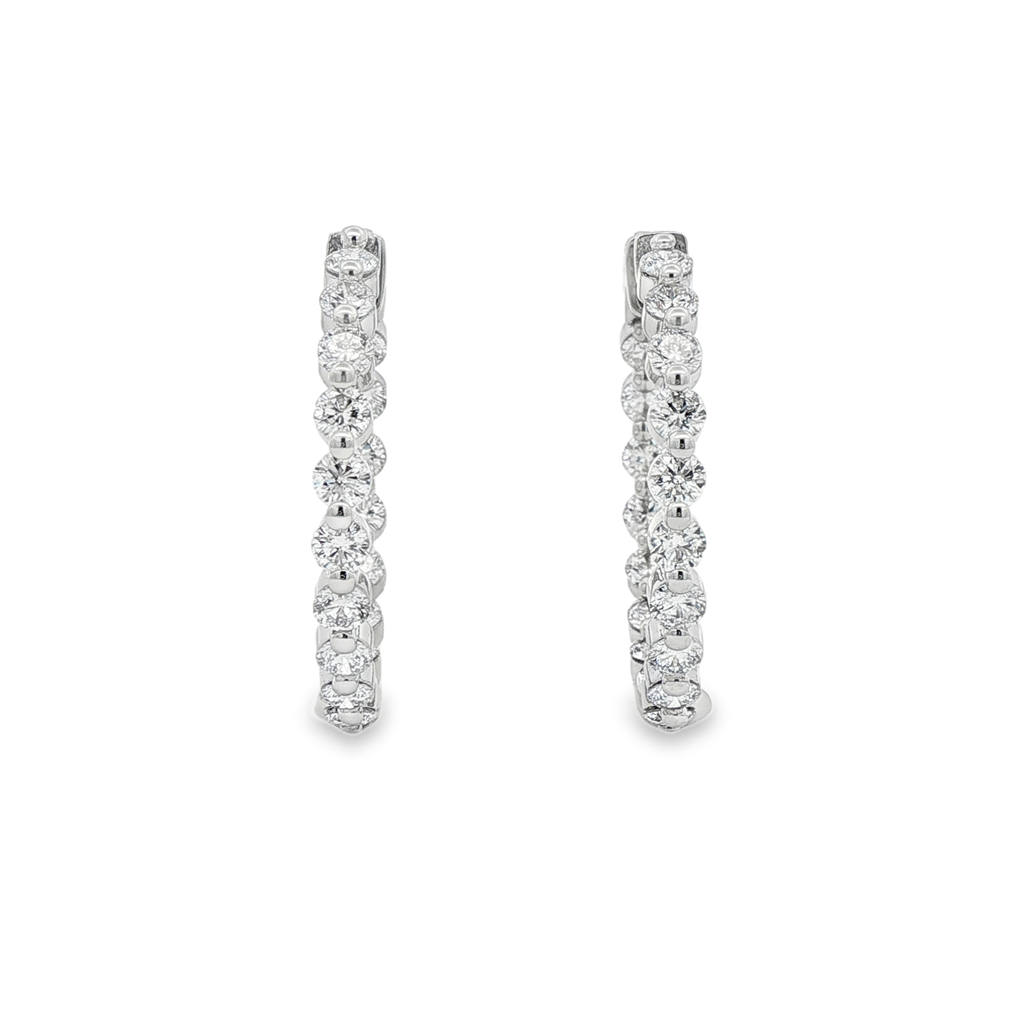 14K White Gold Lab Grown Diamond Inside Out Hoop Earrings – 3.01ctw.