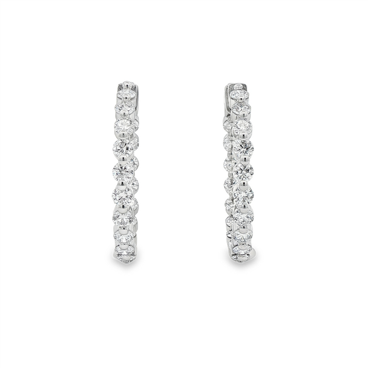 14K White Gold Lab Grown Diamond Inside Out Hoop Earrings – 3.01ctw.