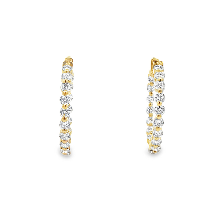 14K Yellow Gold 27mm Inside-Out Lab Grown Diamond Hoop Earrings – 3.02ctw.