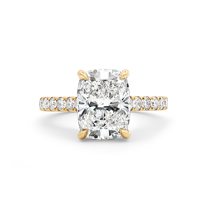 14K Yellow Gold Hidden Halo Lab Grown Diamond Semi-Mount Engagement Ring