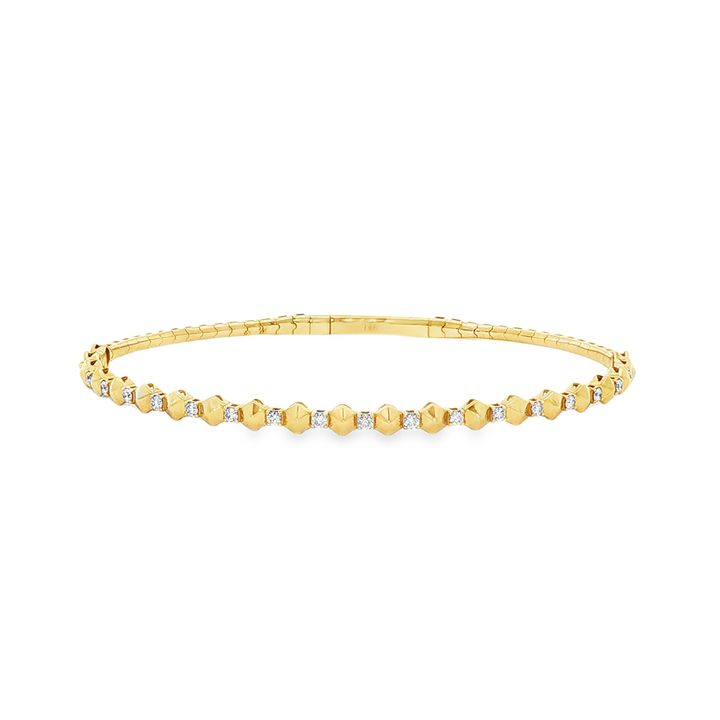 14K Yellow Studded Diamond Flexi Bangle – 3.2mm, 0.28ctw, 5.1g