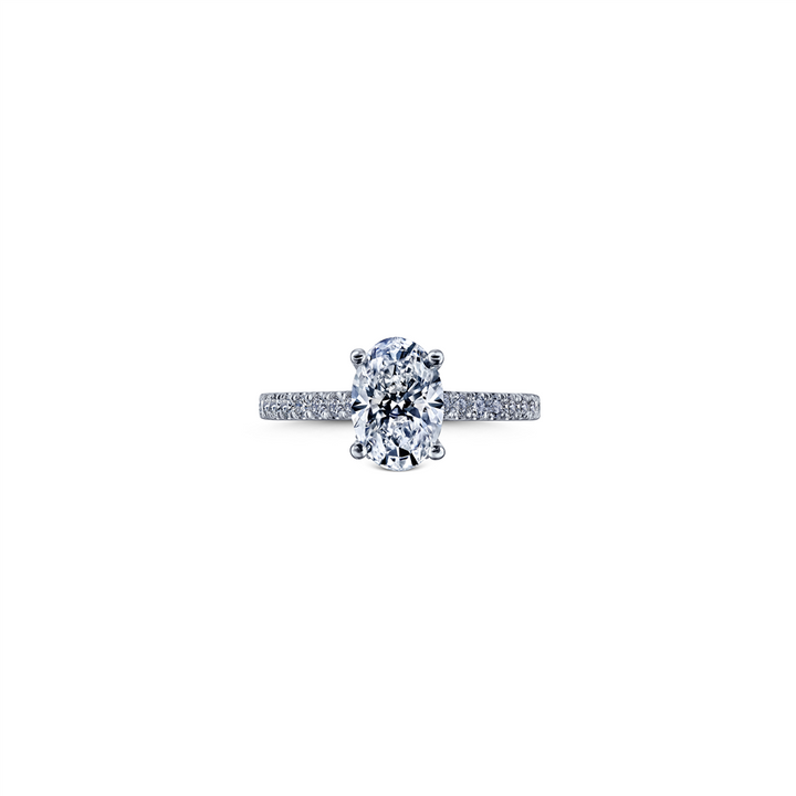 14K White Gold Oval Lab Grown Diamond Engagement Ring 1.54ct.