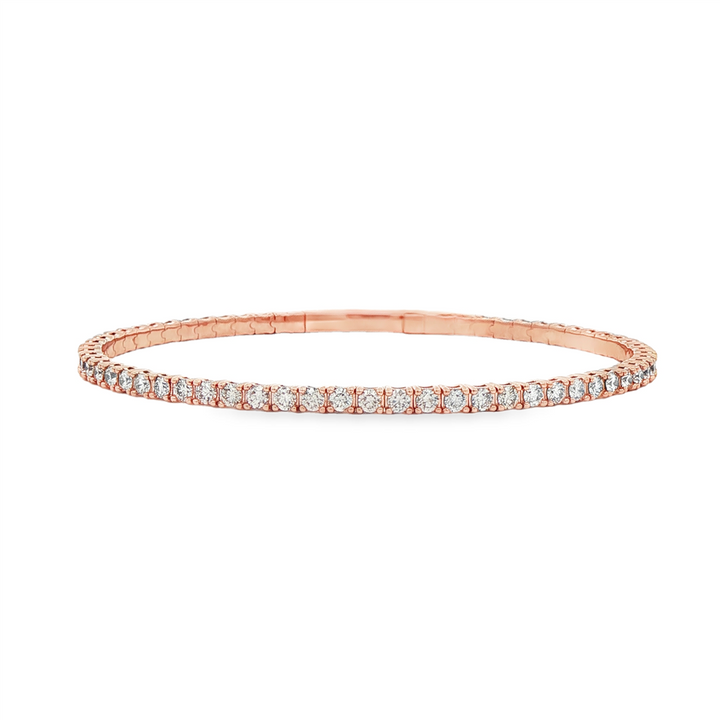 14K Rose Gold Natural Diamond Flexi Bangle – 2.60ctw.