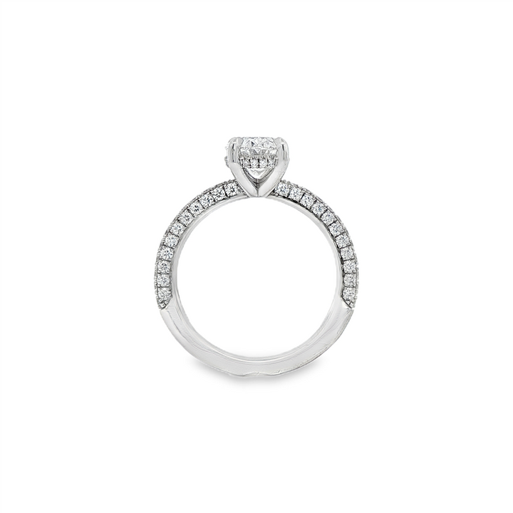 18K White Gold Diamond Sidestone Semi-Mount Ring - 0.77ctw.