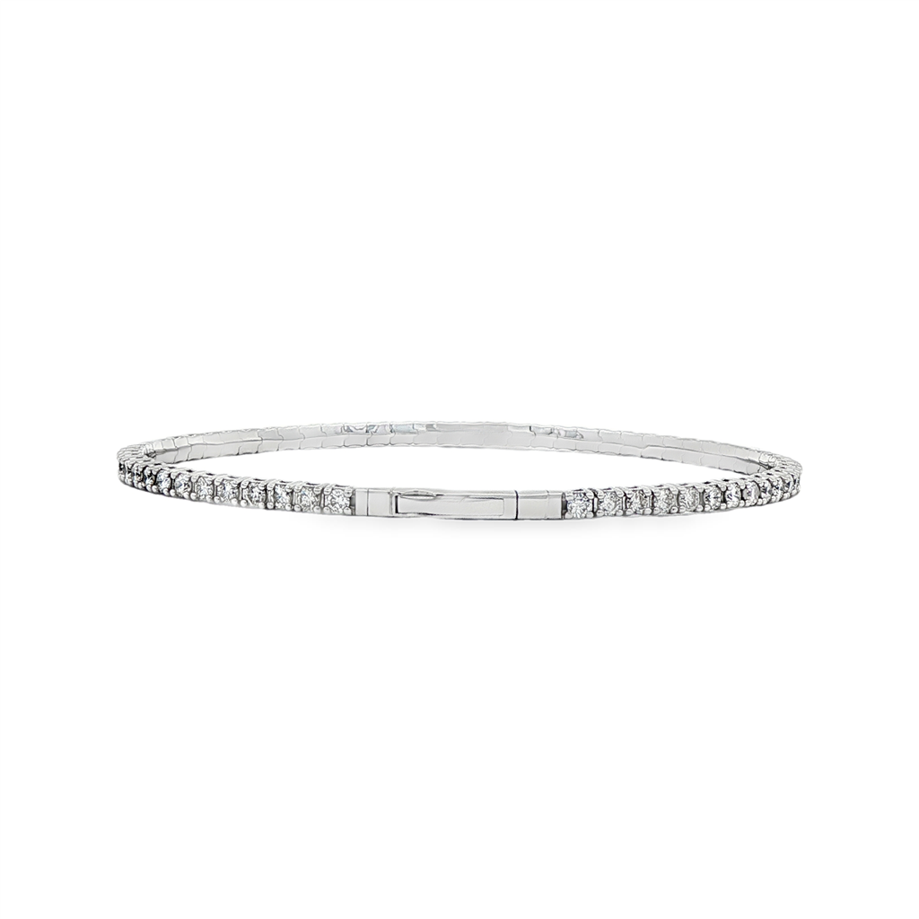 14K White Gold Natural Diamond Flexi Bangle – 2.00ctw.