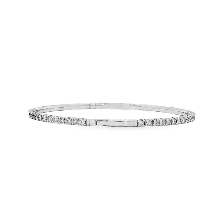 14K White Gold Natural Diamond Flexi Bangle – 2.00ctw.