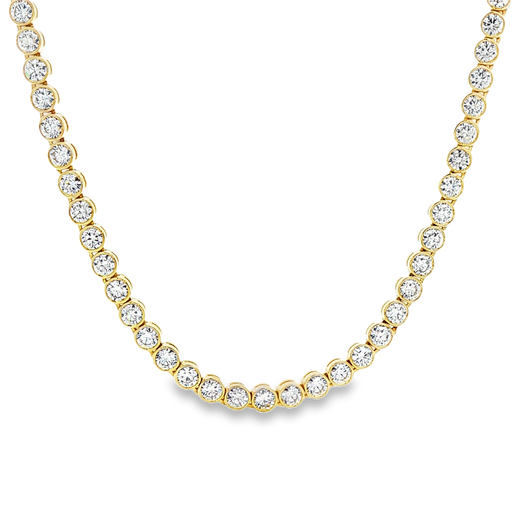 14K Yellow Gold Lab-Grown Diamond Bezel Tennis Necklace – 3.8mm, 16.5", 11.89ctw, 30.2g