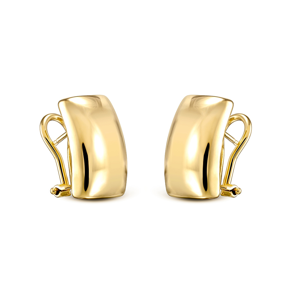 14K Yellow Gold Electroform Square Huggie