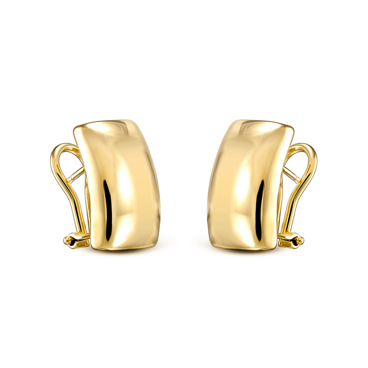 14K Yellow Gold Electroform Square Huggie