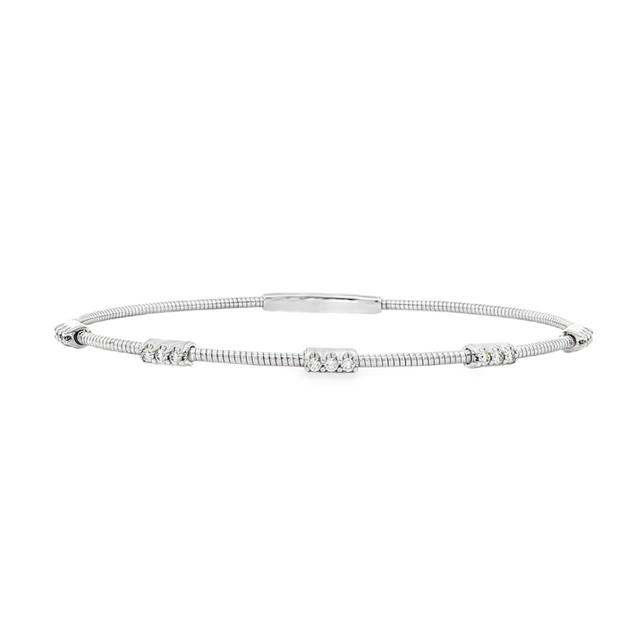 14K White Gold Twist Bar Diamond Flexi Bangle – 0.22ctw.