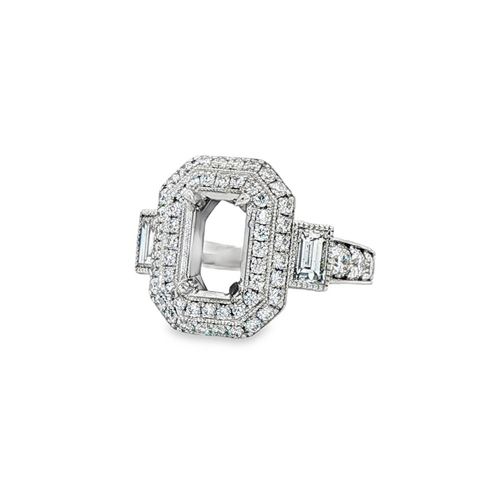 18K White Gold Estate Semi-Mount Engagement Ring – 1.88ctw.