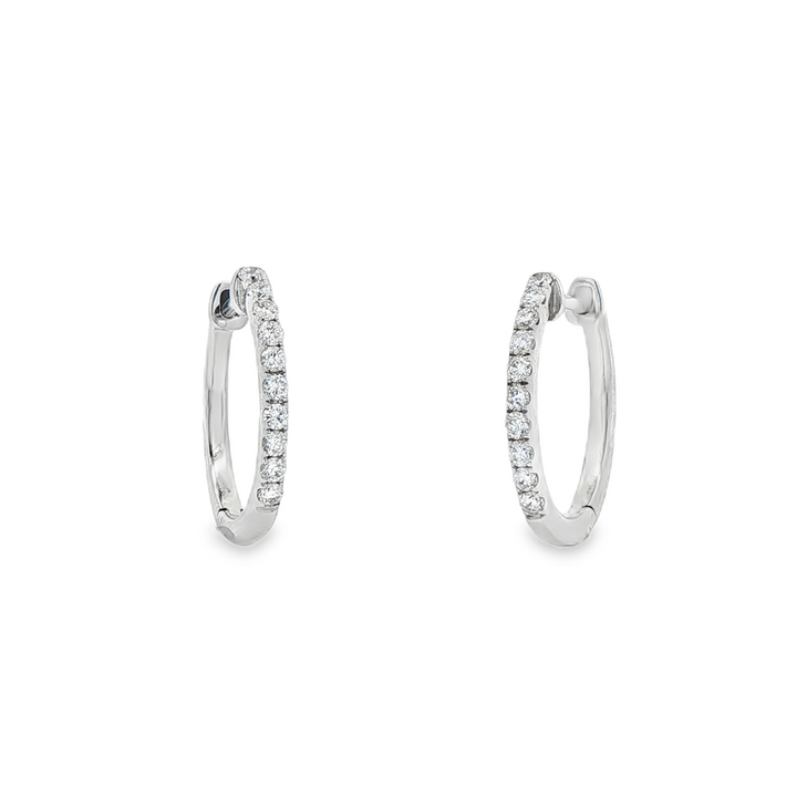 14K White Gold 17x1.6mm Oval Natural Diamond Hoop Earrings – 0.32ctw