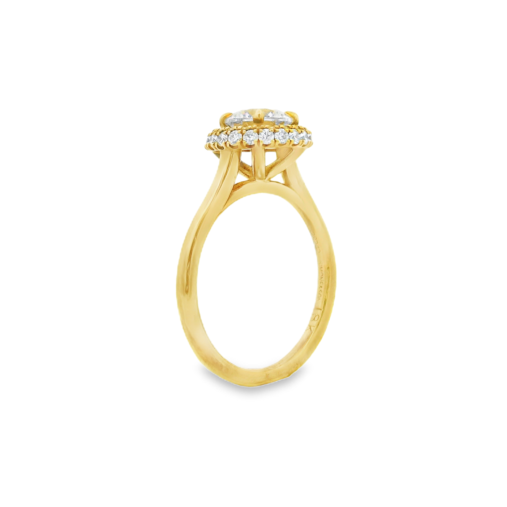 18K Yellow Gold Halo Semi-Mount Engagement Ring – 0.39ctw.