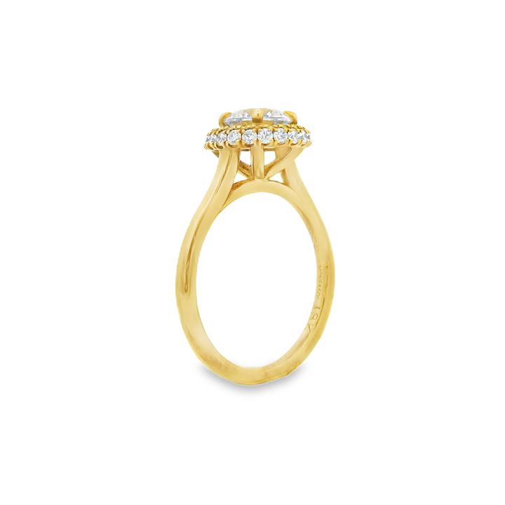18K Yellow Gold Halo Semi-Mount Engagement Ring – 0.39ctw.