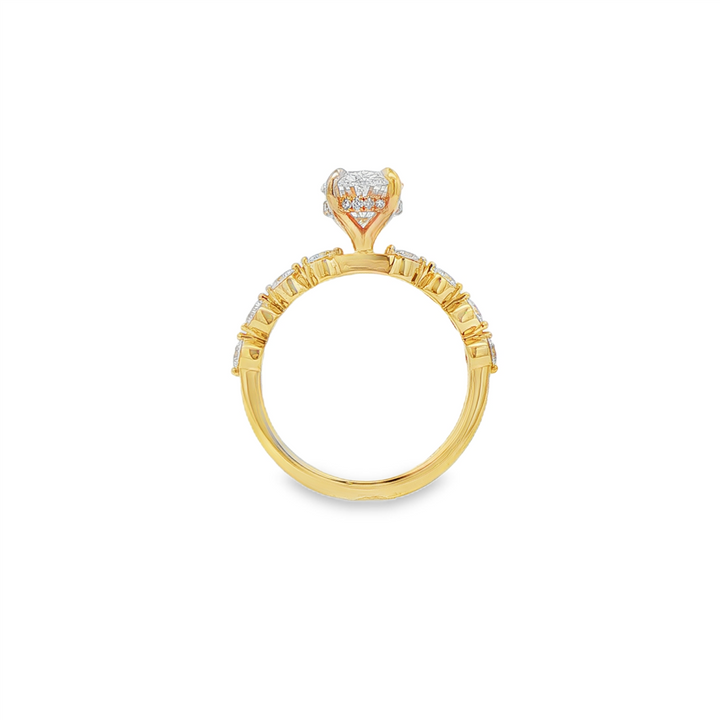 14K Yellow Gold Bubble Engagement Ring – 0.66ctw Accent Lab Diamonds