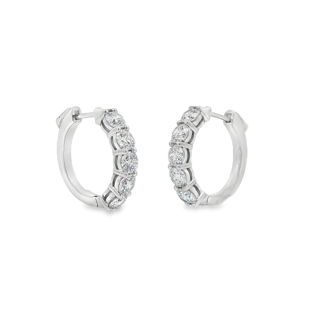 14K White Gold Lab Diamond Hoop Earrings – 2.47ctw, 18.8x4mm, DEF VS–VVS, 6.7g
