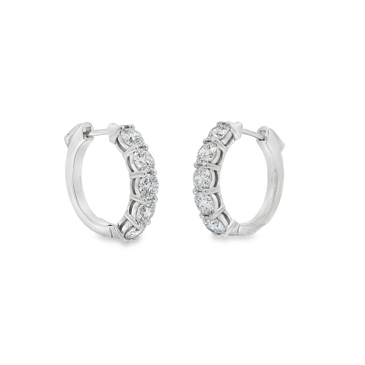 14K White Gold Lab Diamond Hoop Earrings – 2.47ctw, 18.8x4mm, DEF VS–VVS, 6.7g