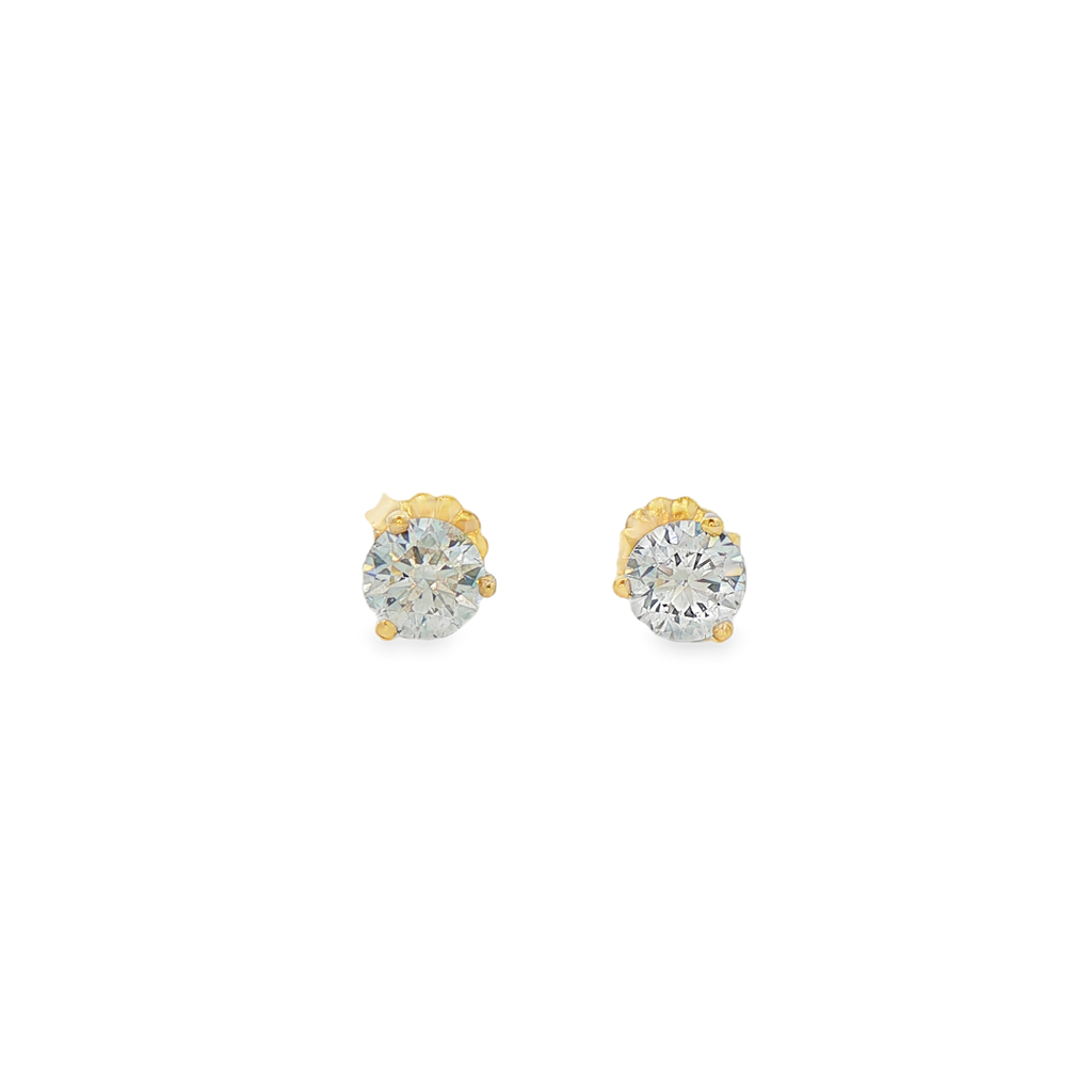 14K Yellow Gold Lab Diamond Martini Stud Earrings – 1.05ctw
