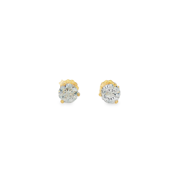 14K Yellow Gold Lab Diamond Martini Stud Earrings – 1.05ctw