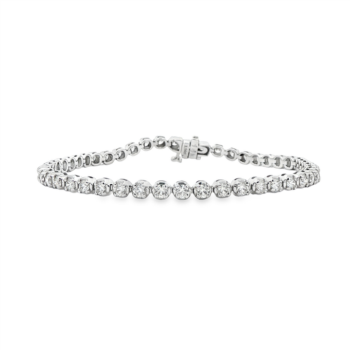 14K White Gold 3.5mm Natural Diamond Tennis Bracelet – 3.13ctw.