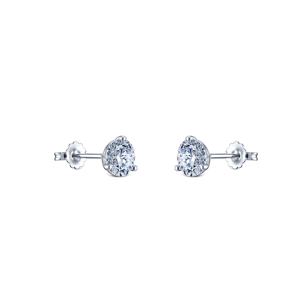 18K White Gold Threaded Back Diamond Studs 2.03ctw.