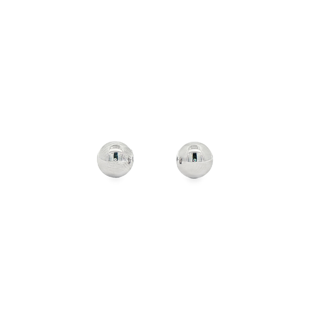 14K White Gold Light Ball Stud Earrings 7mm – 1.2g