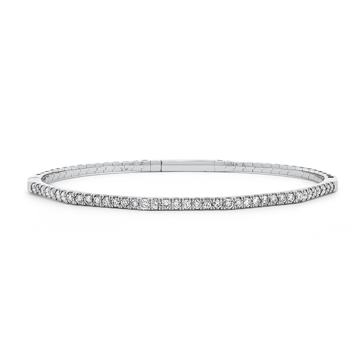 14K White Gold Raised Diamond Flexi Bracelet – 0.90ctw.