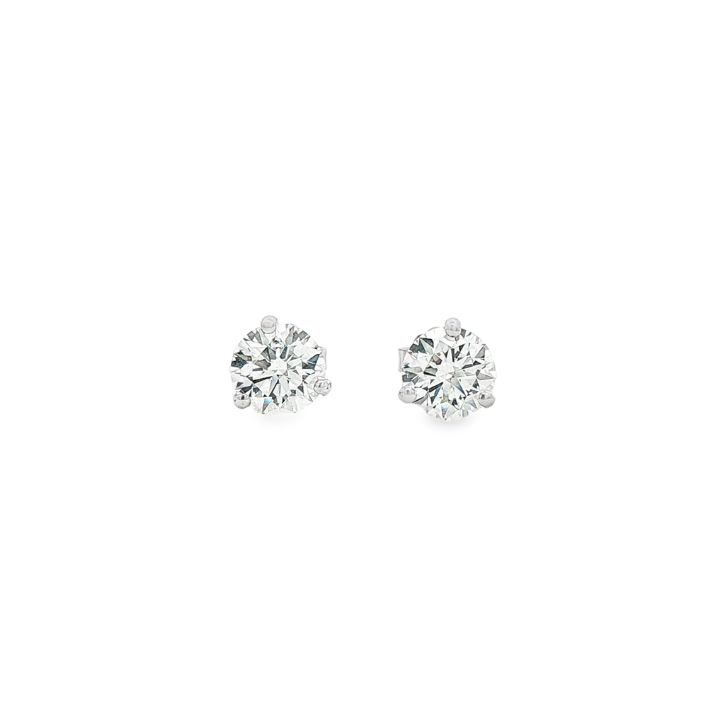 14K White Gold Natural Diamond Martini Stud Earrings – 2.25ctw I/SI2 (GIA Certified)