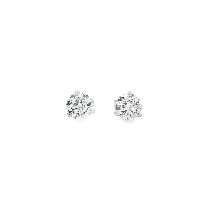 14K White Gold Natural Diamond Martini Stud Earrings – 2.25ctw I/SI2 (GIA Certified)