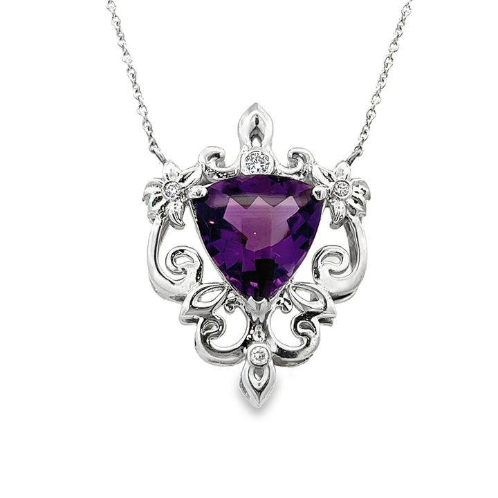 18K White Gold Amethyst and Diamond Necklace – 5.12ctw.
