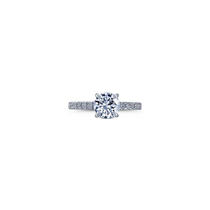 18K White Gold Round Diamond Semi-Mount Engagement Ring 0.52ctw.