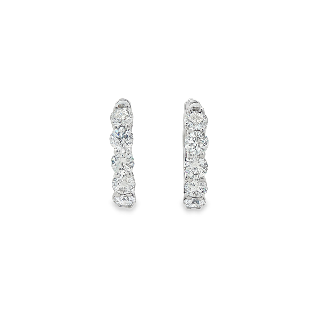 18K White Gold Natural Diamond Hoop Earrings – 2.01ctw, 17.5x3.7mm, 6.3g