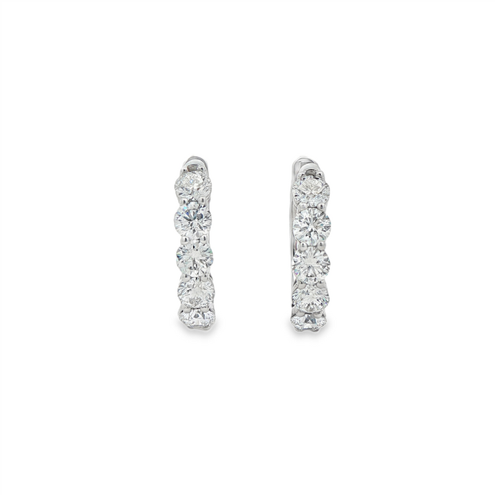 18K White Gold Natural Diamond Hoop Earrings – 2.01ctw, 17.5x3.7mm, 6.3g