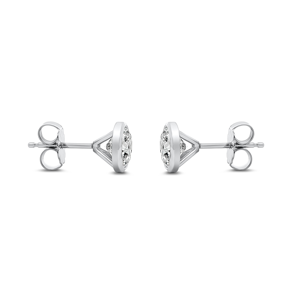 14K White Gold Lab Diamond Bezel Stud Earrings – 1.50ctw.