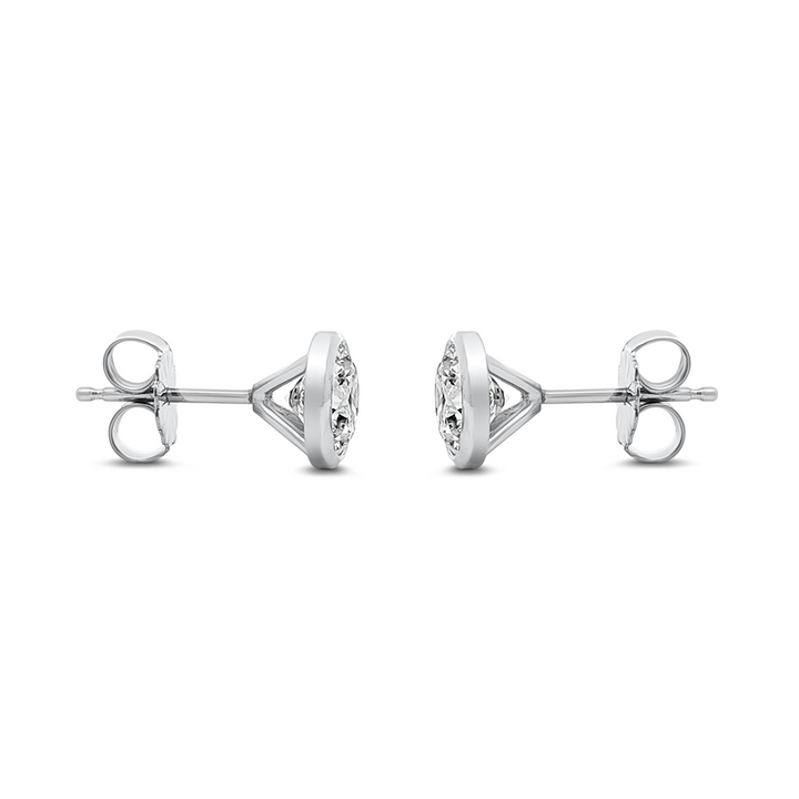 14K White Gold Lab Diamond Bezel Stud Earrings – 1.50ctw.