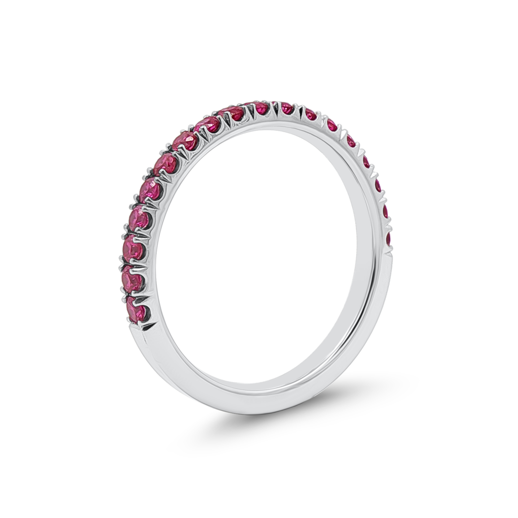 14K White Gold Rose Pink Natural Diamond Band – 2.3mm