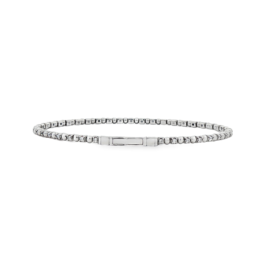 14K White Gold Diamond and Bead Flexi Bracelet – 0.38ctw.