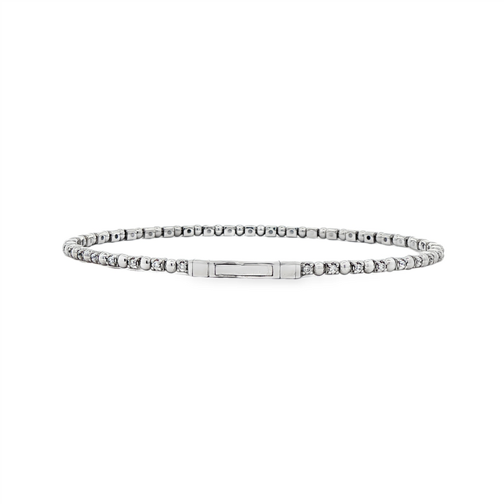 14K White Gold Diamond and Bead Flexi Bracelet – 0.38ctw.